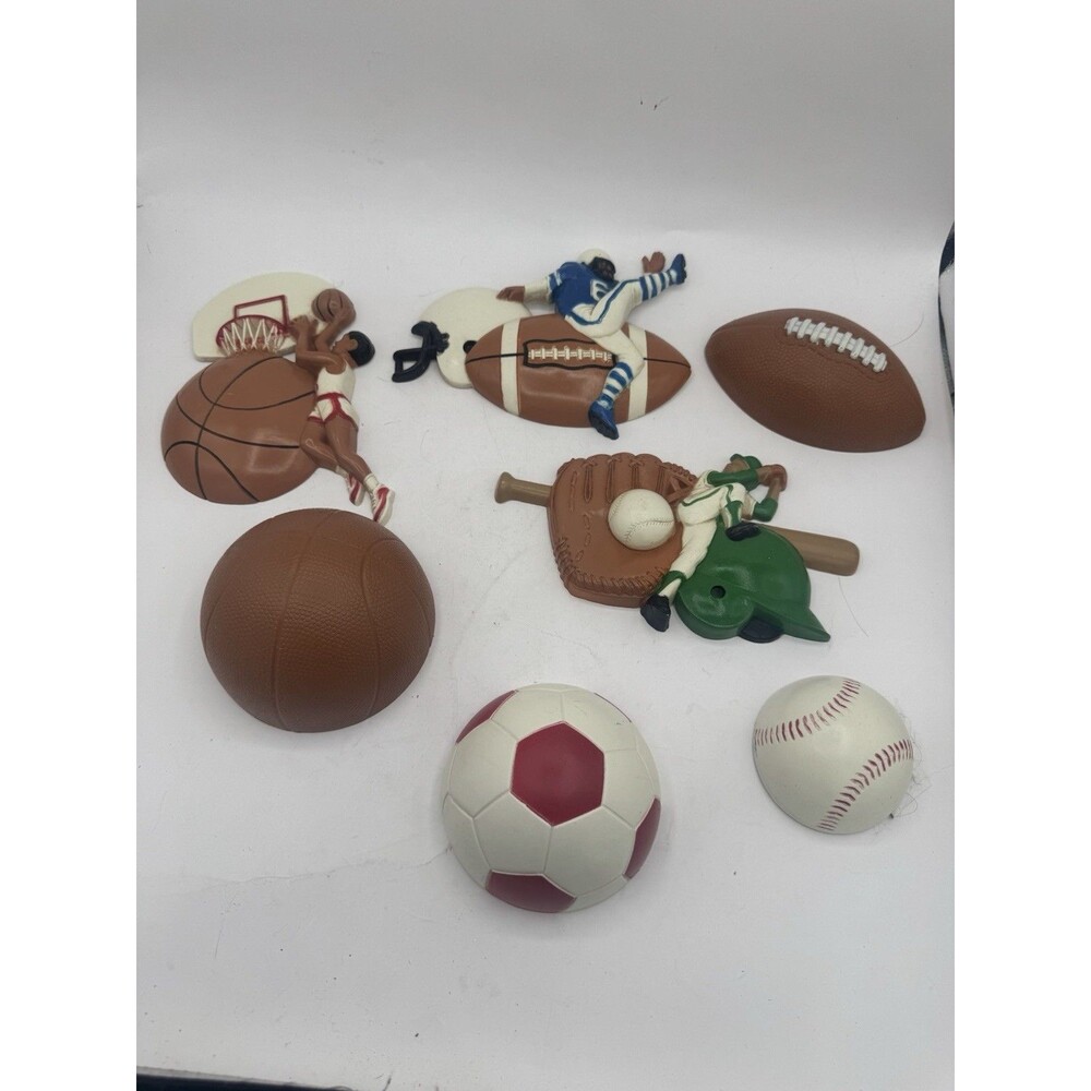 Vintage Burwood Homco Plastic Sports Wall Plaques Kids Room Décor 7 Pc
